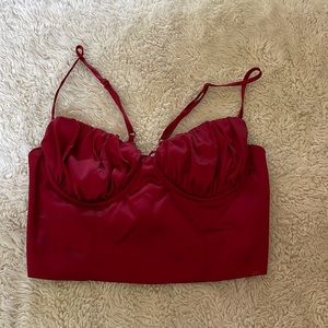 Red underwire crop top